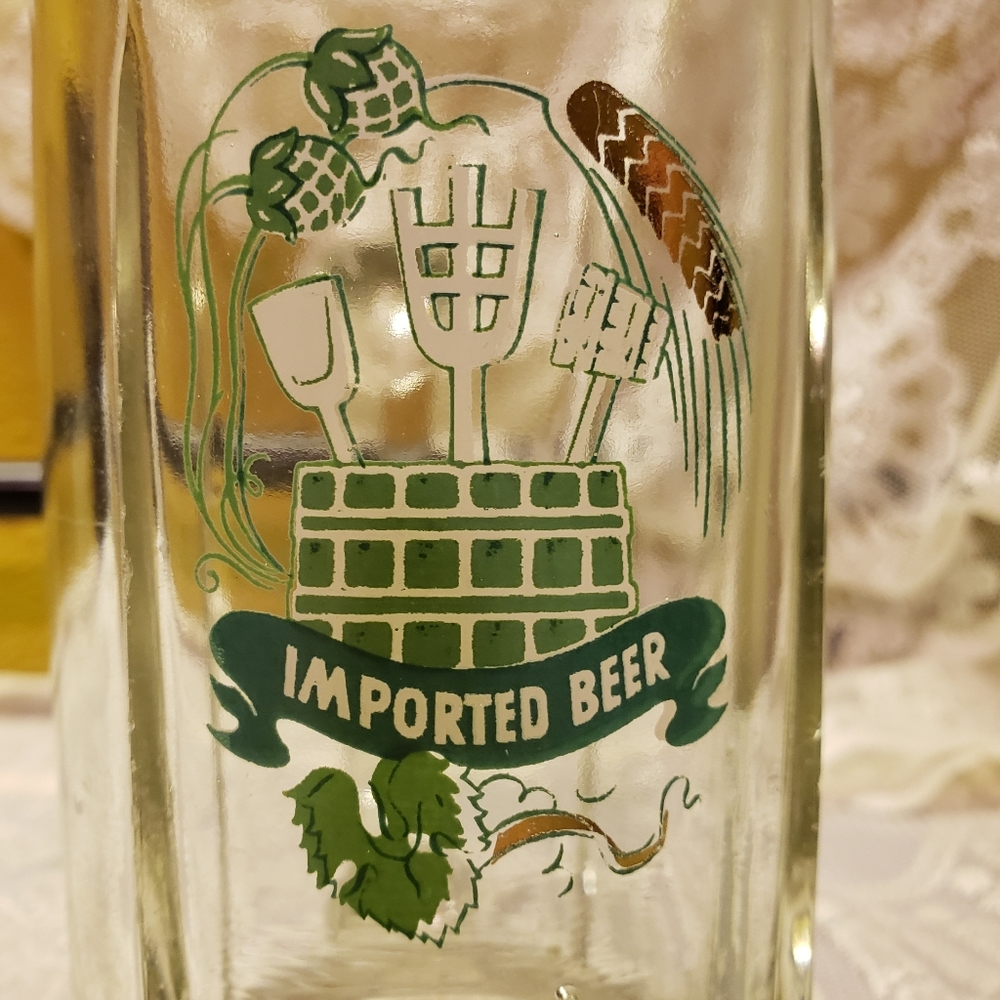 Vtg 2 German Heavy Glass Beer Mugs Steins Tankards